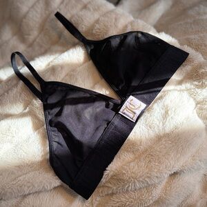 Juicy Couture Black Mesh Gold Logo Triangle Bralette